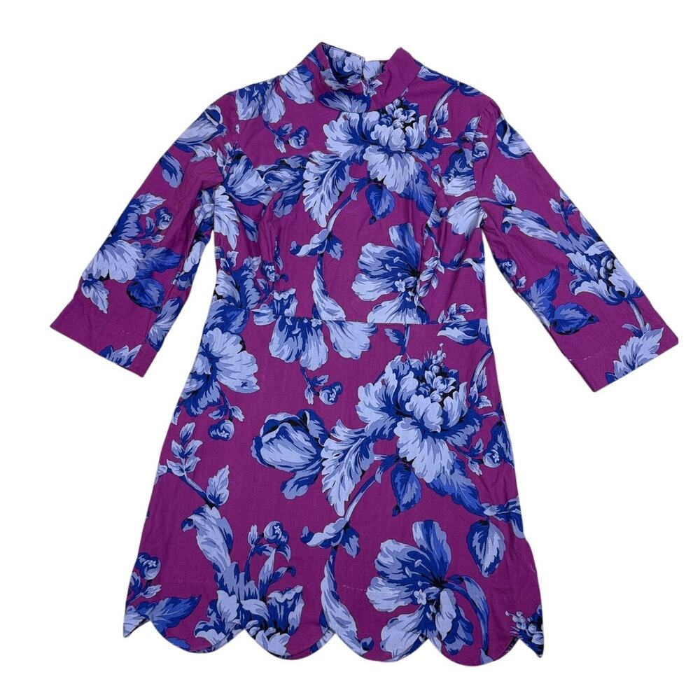 Anthropologie Maeve Womens Size 10P Purple Floral Mini Dress High Neck